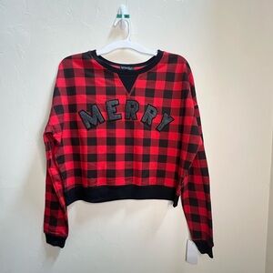 Fifth Sun Red and Black Checkered 'Merry' Sweater